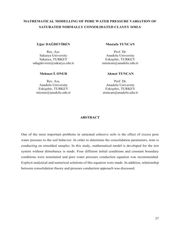 Más sobre Modelado Matemático de la Variación de la Presión del Agua de Poros de Arcillas Normalmente Consolidada y Saturada.