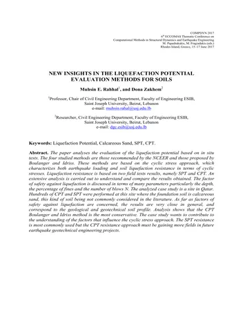 Más sobre Nuevas Perspectivas en los Métodos de Evaluación del Potencial de Licuefacción para Suelos